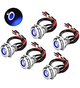5Pcs 19mm 12V Waterproof ON Off Latching Push Button Switch with Wiring Harness and Led Indicator...