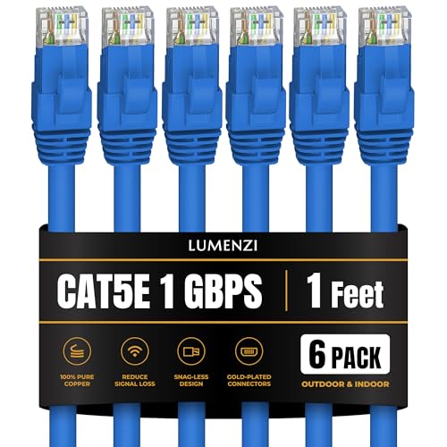 Cable Ethernet Cat 5e 1 ft Azul 6 unidades miniatura 1