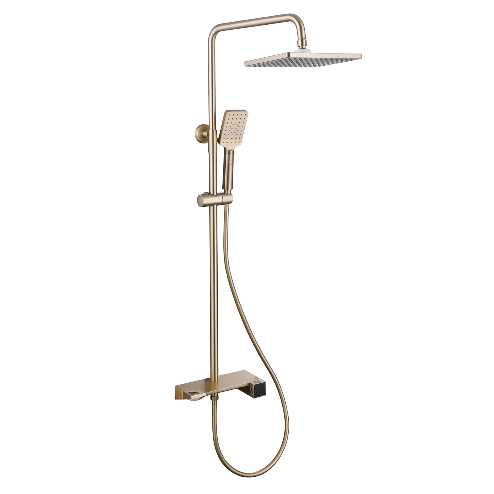 ASerZenith Wall Mounted Three-Function Shower Set Full Copper Exposed Constant Temperature Shower Shower Full Set, Brushed Gold