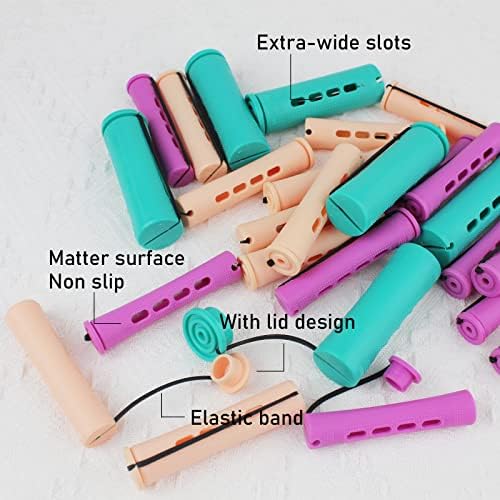 26 pcs Perm Rods Set Large Medium Small Hair Rollers Long Short Hair Styling Tool Hair Curlers for Natural Hair Green Yellow Purple Color