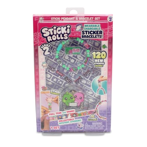 Sky Castle Sticki Rolls Sticki Pendant Wearable & Shareable Sticker Bracelet 120 Mini Stickers Assorted Colours and Styles