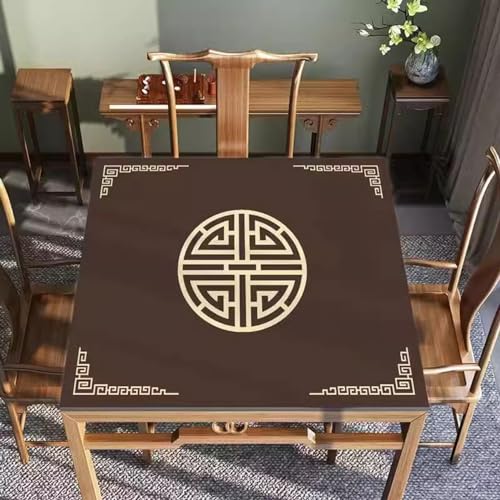 Tapete para mesa Mahjong antideslizante 70x70cm marrón miniatura 2