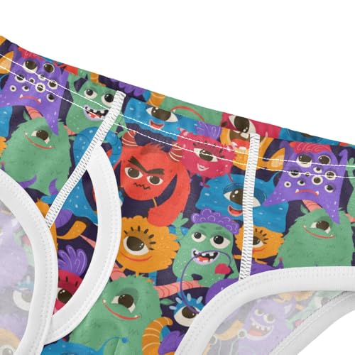 Boys' Exclusive Briefs Toddler Underwear 95% Combed Cotton Boxerbriefs 2T Colorful Monster Pattern 414