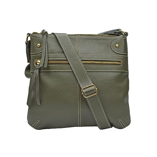 Bolsa Transversal Tiracolo Feminina em Couro Legítimo (Verde Militar)
