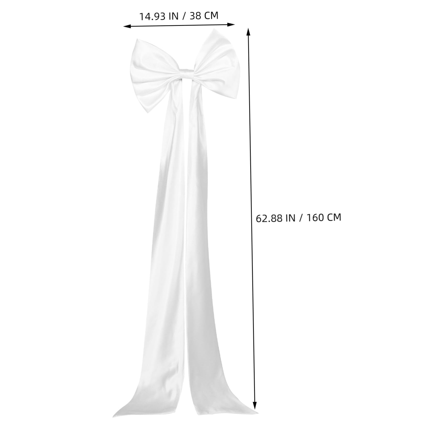 Abnehmbare Brautschleife aus Weißem Satin für Hochzeitskleid | Langer Schleifenzug mit Elegantem, Schlichtem Design, Passend für Formelle Robe und Kirchliche Trauung