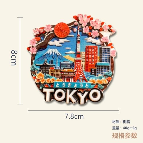 Imán decorativo Tokyo Japón de resina 7.8 cm x 8 cm miniatura 3