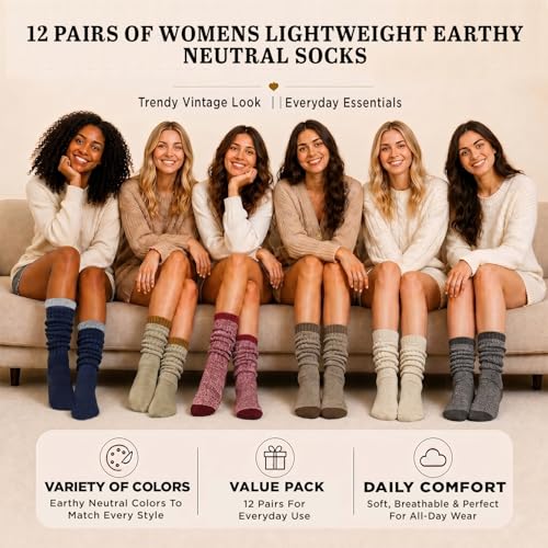 Image of Yacht & Smith 6 Pairs Womens Scrunched Slouch Socks, Cotton Boot Socks Bulk Pack
