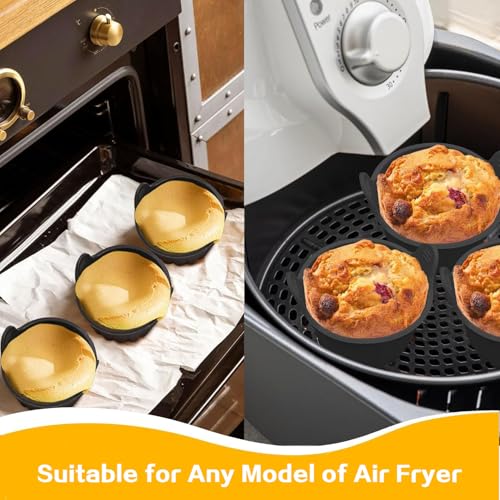 Silicone Egg Poacher for Air Fryer - Set of 4, Non-Stick Ramekins, Heat-Resistant Silicone Moulds, Microwave & Dishwasher Safe, Perfect Egg Cooker Cups for Healthy Breakfasts, Air Fryer Accessories - Image 5