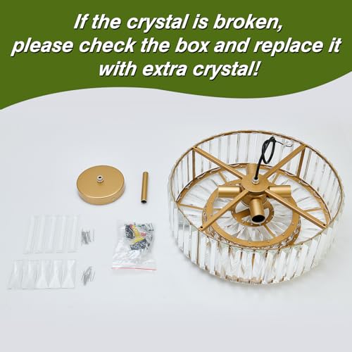 Piepooye 4 Lights Modern Crystal Chandelier Gold Round Semi Flush Mount Ceiling Light Fixture Farmhouse Chandelier For Dinning Room Living Room Bedroom Hallway Entryway Kitchen thumb #3