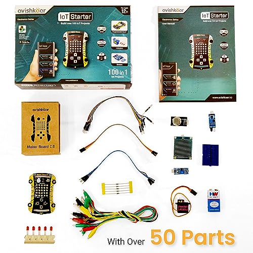 Image of Avishkaar IoT Starter Kit, 100-in-1 DIY Programmable IoT & Electronics for Kids Aged 12 to 16, Control with Mobile App & Desktop Software, 40+ Parts, Learning & Educational STEM, Made in India