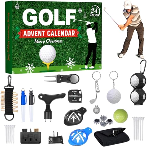 Golf Advent Calendar 2025, 24 Days Christmas Countdown Calendar with Golf Balls, Tees & Ball Markers, Holiday Gift for Men, Teen Boys, Ideal for Dad, Husband or Boyfriend