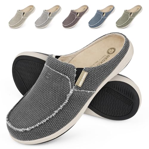 Mens Slippers with Arch Support, Canvas House Slipper...