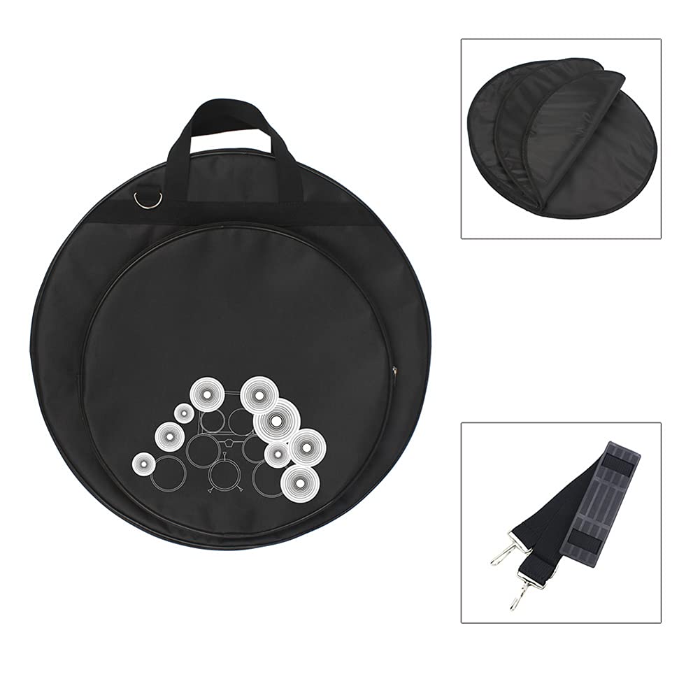 Alomejor Borsa per Piatti Nera da 21 Pollici con Tracolla a Tre Tasche per Bacchette e Piatti di Diverse Dimensioni per Riporre le Bacchette