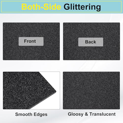 Image of MECCANIXITY 1 Pcs Black Glitter Acrylic Sheets 1 /8 inch Thickness 12 inch x 8 inch Glossy PMMA Fluorescent Plastic Sheets Extruded Translucent Blanks for DIY Art Crafting Laser Cutting & Engraving