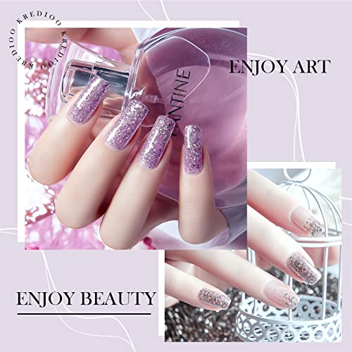 UV Gel Nagellack Kredioo Gel Nagellack Set, 6 Stück Shellac Nagellack Rosa Weiß Glitzer Nagelgel Farben, UV Gel… – Bild 5