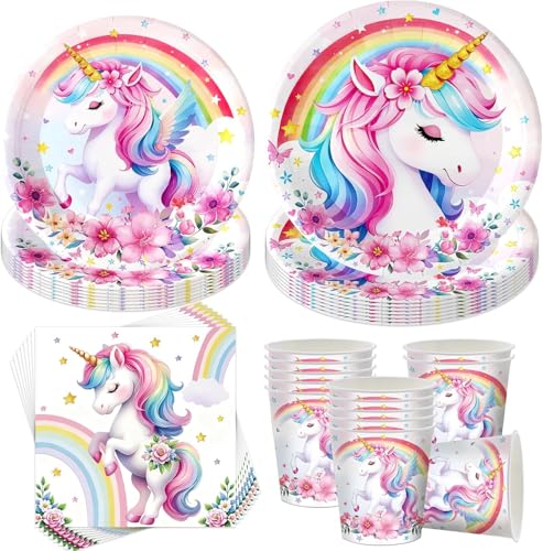 50 Stück Einhorn Partygeschirr Set,Einhorn...