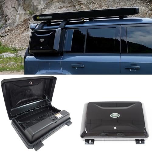 COOLAUTO Exterior Side Mounted Gear Carrier Toolbox Storage Box with Lock fits for 2020-2025 Land Rover Defender 90 110 Side Storage Box Black Aluminum, Santorini Black