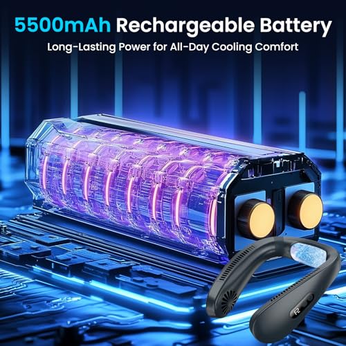 Image of Neck Fan with Cooling Plate, Neck Fan Rechargeable Neck Air Conditioner, Neck Cooler Fan for Summer, Kitchen Women, Travel Outdoor Mother & Father DayGifts
