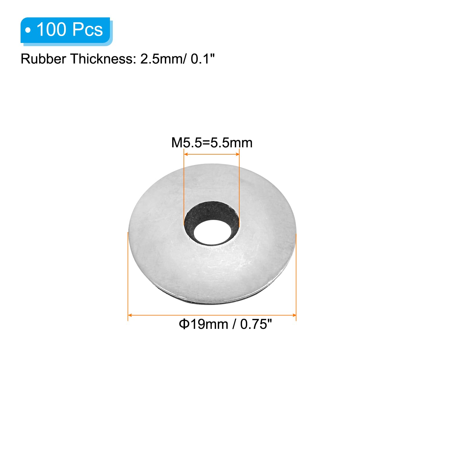 PATIKIL 7/32"x3/4" EPDM Bonded Sealing Washers - Image 2