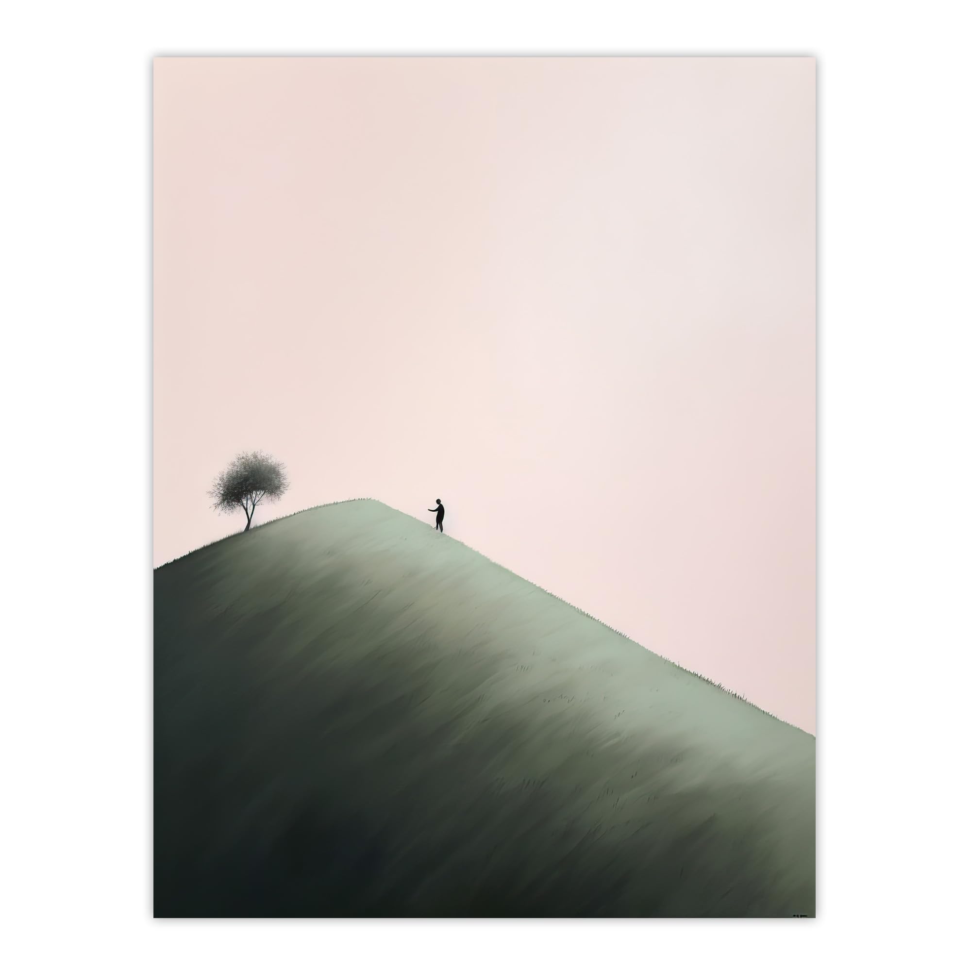 Artery8 The Mountain Climb By Amy Denver Minimalist Soft Pastel Pink and Green Minimalism Simple Modern Artwork Large Wall Art Poster Print Thick Paper 18X24 Inch