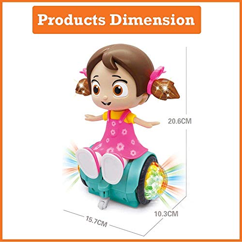 Image of Negi 360 Degree Rotating Musical Dancing Girl Doll Activity Play Center Toy with Flashing Lights and Bump and Go Action for Kids