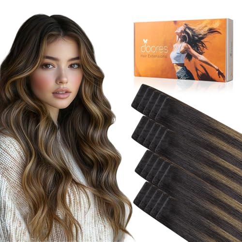 DOORES Invisible Hair Extensions Real Human Hair Tape in Invisi