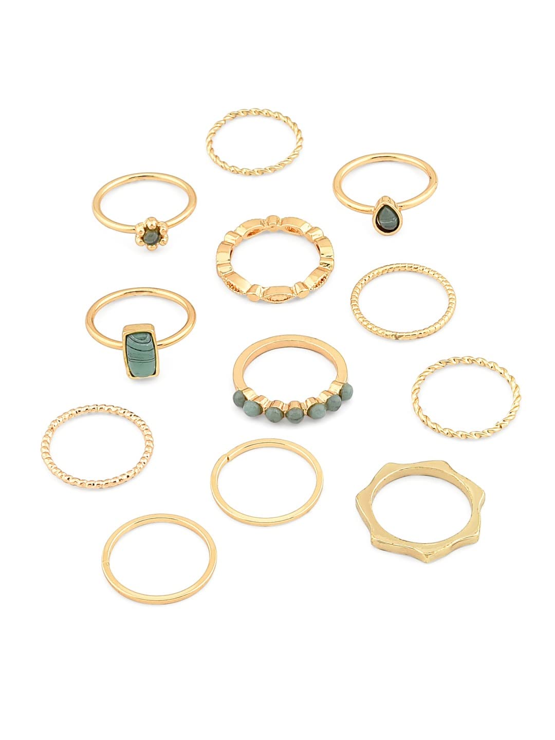 ZAVERI PEARLS Set of 12 Mint Green Stones Embellished Classy Stackable Ring For Women-ZPFK17756 (B0CXTJDRMW) Amazon Price History, Amazon Price Tracker