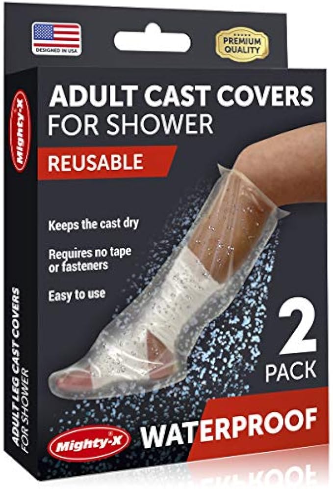 100% Waterproof Cast Cover Leg -【Watertight Seal】- Reusable 2 pk Cast Protector for Shower Leg Adult Knee, Ankle, Foot - Half Leg Covers