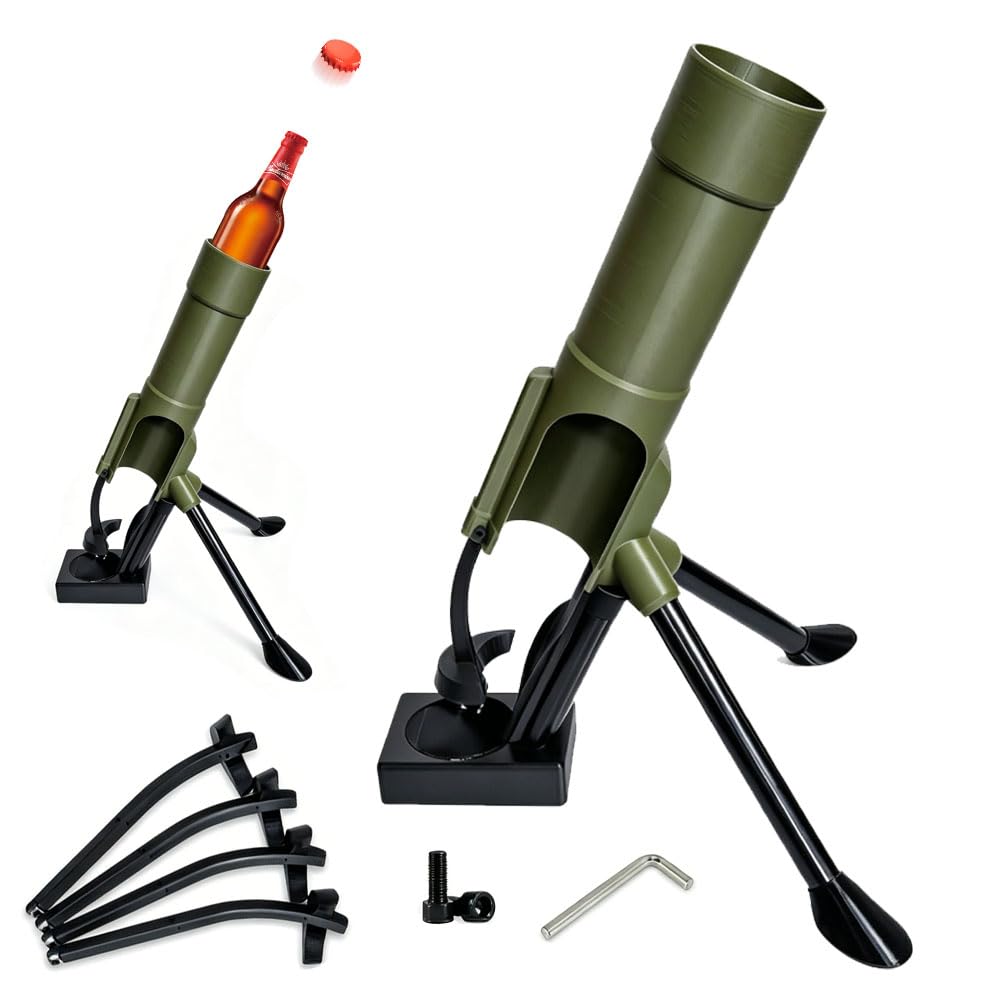 Mortero abrebotellas, abridor de cerveza, mortero, 51 mm, abrebotellas de cerveza, abridor de botellas de cerveza, resistente, lanzador de tapas táctico, divertido para bares, escritorios y