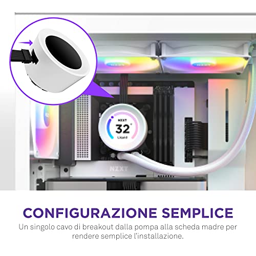 Kraken Elite 280 RGB - RL-KR28E-W1-280mm AIO CPU Liquid Cooler - Customizable 2.36" LCD Display for GIFs, Images, Performance Metrics - 2 x F140 RGB Core Fans - White - Sistema di raffreddamento - Immagine 5