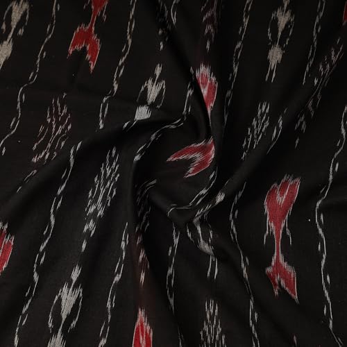 Image of Premium Sambalpuri Ikat Weave Pure Handloom Cotton Shirt Fabric Authentic Odisha Traditional Tie-Dye Craft, Soft Breathable Natural Cotton Material for Custom Tailoring, Casual & Formal Wear