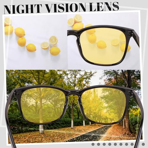 Image of Polarized Sunglasses for Women Men Night Vision Glasses Anti Glare | Yellow Anti Glare UV400 Lens, Lightweight Square Frame, for Day Night Use, Driving, Fishing, Cycling, Traveling