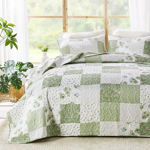 Qucover Patchwork Tagesdecke 220x240, Tagesdecken Blumen Garten...