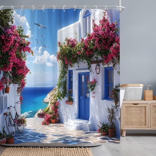 Rideau de douche de luxe paysage marin 150x178 cm avec impression numérique 3D premium - 5