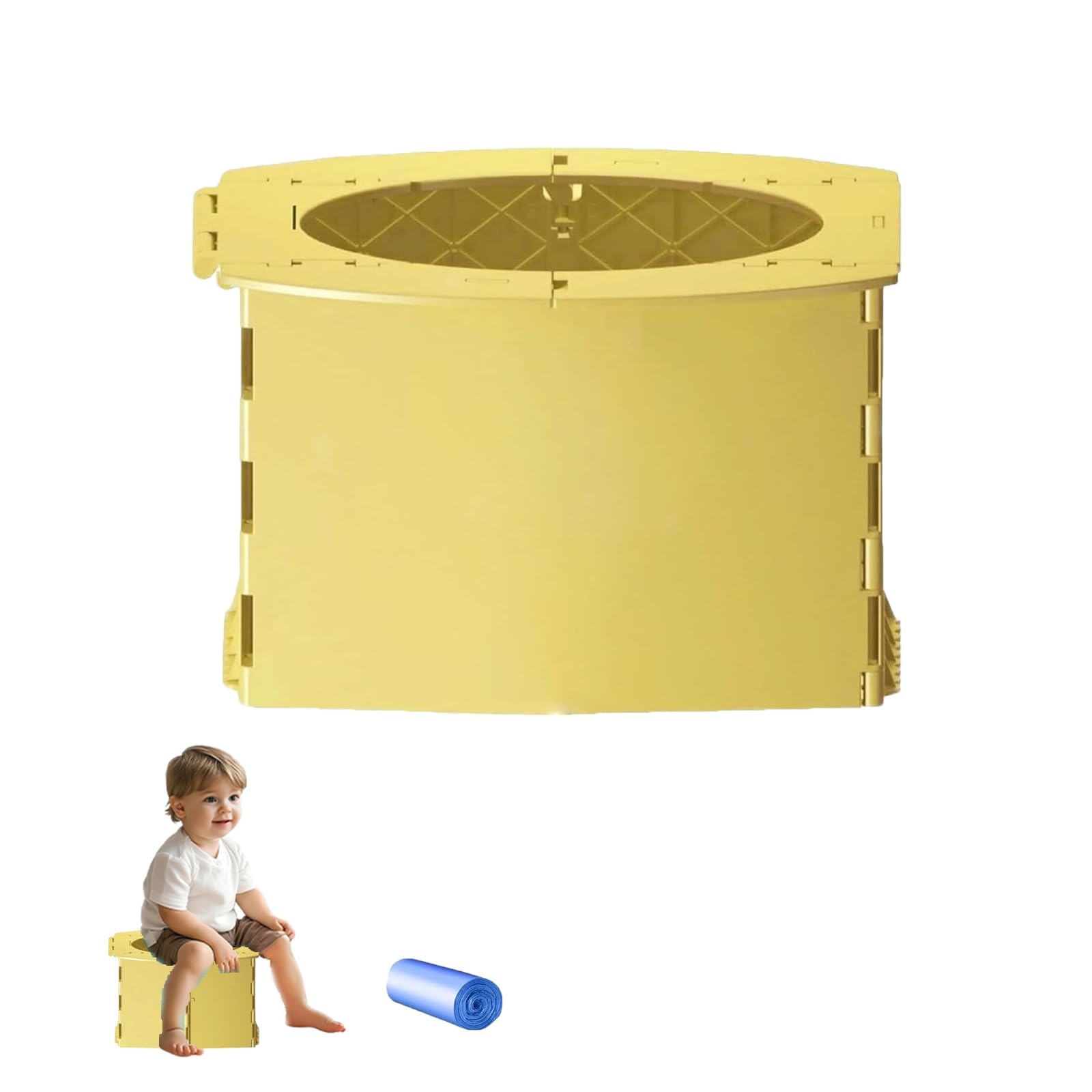 Faltbares Töpfchen Kinder,Töpfchen für Unterwegs,Faltbar Toiletteneimer Reisetoilette,Baby WC Töpfchen,Tragbare Kindertoilette mit Aufbewahrungstasche,Für Auto,Unterwegs Outdoor Und Indoor,Gelb