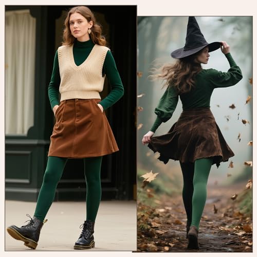Image of American Trends Tights for Women, 80D Semi Opaque High Waisted Pantyhose, Footed Run Resistant Dance Tights Stockings