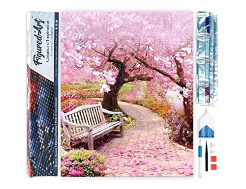 La Mejor Lista de Lienzos enrollados - los más vendidos. 47 Figured'Art Diamond Painting Kit completo - Cuadro 40x50cm de Pintura de Diamante - Lienzo enrollado con diamantes cuadrados - Primavera Camino - 5D DIY Manualidades Adultos