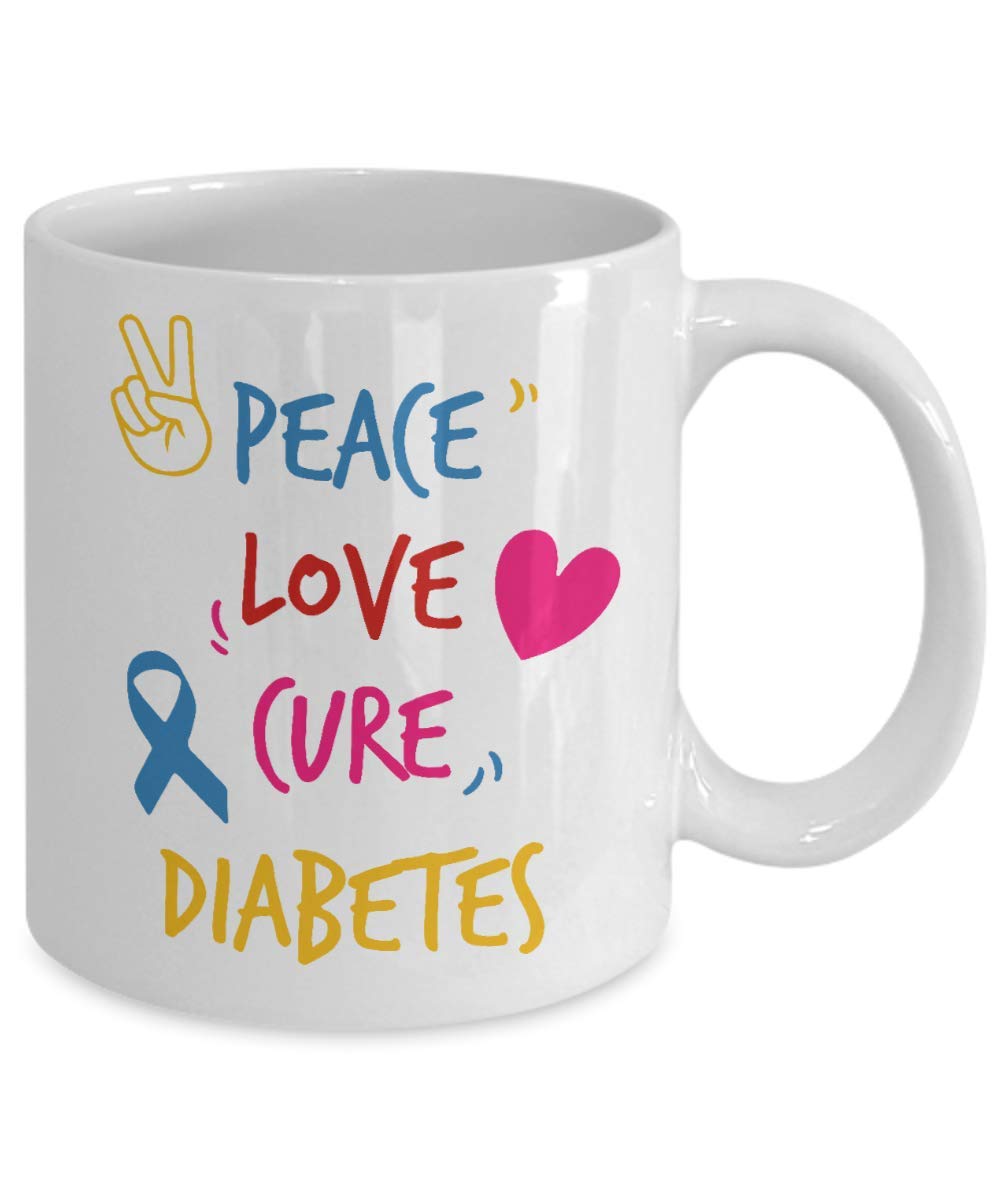 Tazza da caffè Peace Love Cure Diabetes, 311,8 g