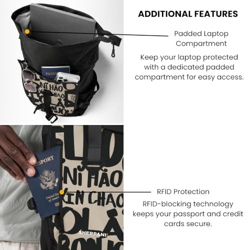 Image of Sherpani Sedona Mini, Foldsack Backpack for Women (Ciao) | RFID Travel Daypack, Foldover Personal Item Bag, Fits 13 inch Laptop, Water Resistant Commuter Rucksack, Gift for Her