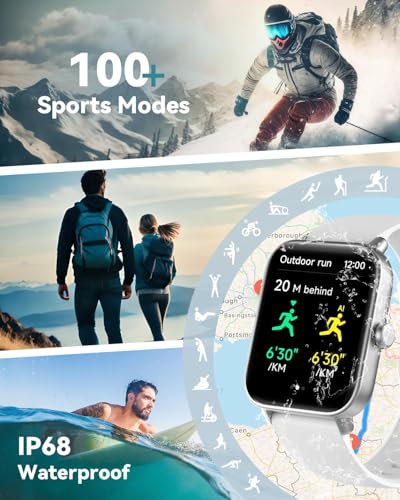 Image of Quican Smart Watch for Women Men, Compatible for iPhone and Android Phones | 1.8 inch Fitness Tracker Watches, Alexa Built-in, Waterproof /Bluetooth Calling, Heart Rate /Sleep Monitor, Perfect Smart Gift