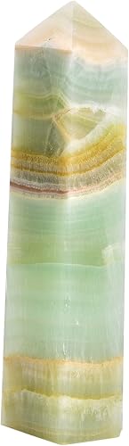 JIC Gem Varita de cristal natural de calcita caribeña, columna tetraédrica de un solo punto, torre de cristal curativo, regalos de decoración de 1 a