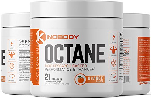 Pre-Workout Supplement - Kinobody - Octane - 21 Servings - 100% Research Backed Performance Enhancer - Boosts Energy - Improves Recovery Time - Decreases Metabolic Stressors - Builds Stamina
