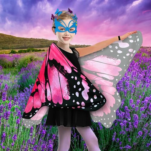 Disfraz infantil alas de mariposa para niñas rosa miniatura 6