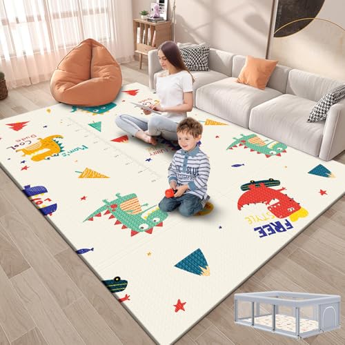 Fshibila 74 50 Baby Play Mat for Floor Baby Playmat for Playpen Thick Ultra Soft Playpen Mat for Playing or Crawling Provides Cushioning Double-Sided Pattern (0.4 Thick)