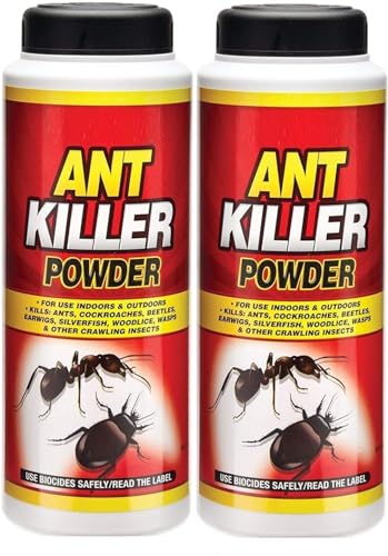 Ant Killer Powder 2 Pack - Outdoor & Indoor Ant Repellent Powder | Perfect for Driveways Homes Gardens | Kills Cockroaches Crawling Insects | Effective Ant Treatment W/Ant Bait Trap Stations