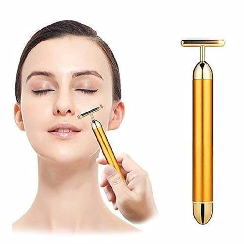 KMOTID 24K Gold T-Shaped Energy Beauty Electric Vibration Facial Massage Roller for Forehead, Cheek,Neck,Clavicle Arm Leg Slimming Face Anti Wrinkle Massager roller Skin Care[GOLD] (B0CKLP4RWG) Amazon Price History, Amazon Price Tracker