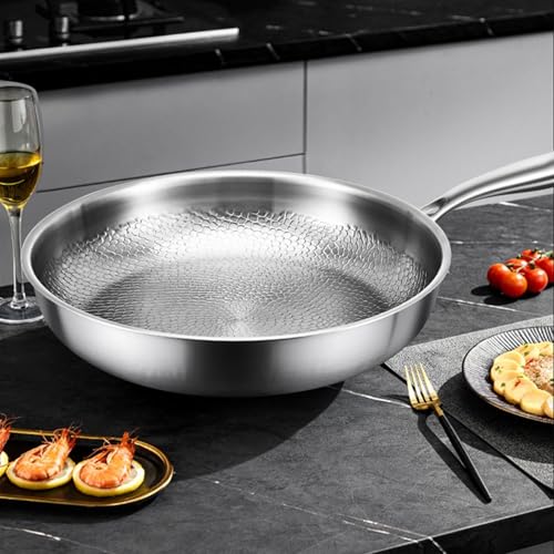 Poêle antiadhésive en Titane martelé avec Couvercle - Poêle Nutri de 26 cm Ultra résistante aux Rayures pour Une Cuisine Saine, poêles de Cuisson durables en Titane