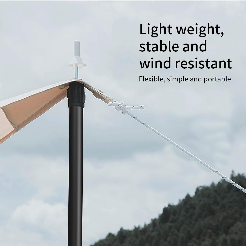 Wakects Teleskopstange, Camping Tarp Stangen, Aluminium 6061 Starke verstellbare Teleskopstange mit Schloss-System, für Unterstand, Hängematte Regen fliegen, Markise (3meter)