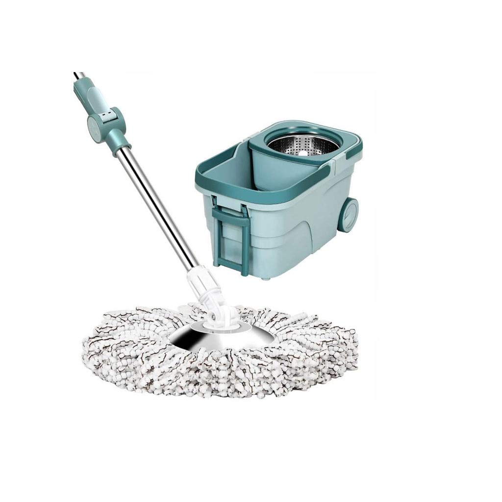 Rotary mop, Stainless Steel Mop,360 Rotating and Bucket Kit Floor Clean Dust Hair Bathroom Wiper and