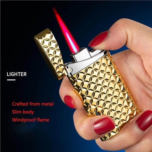 Encendedor metálico mini ultrafino portátil dorado miniatura 5